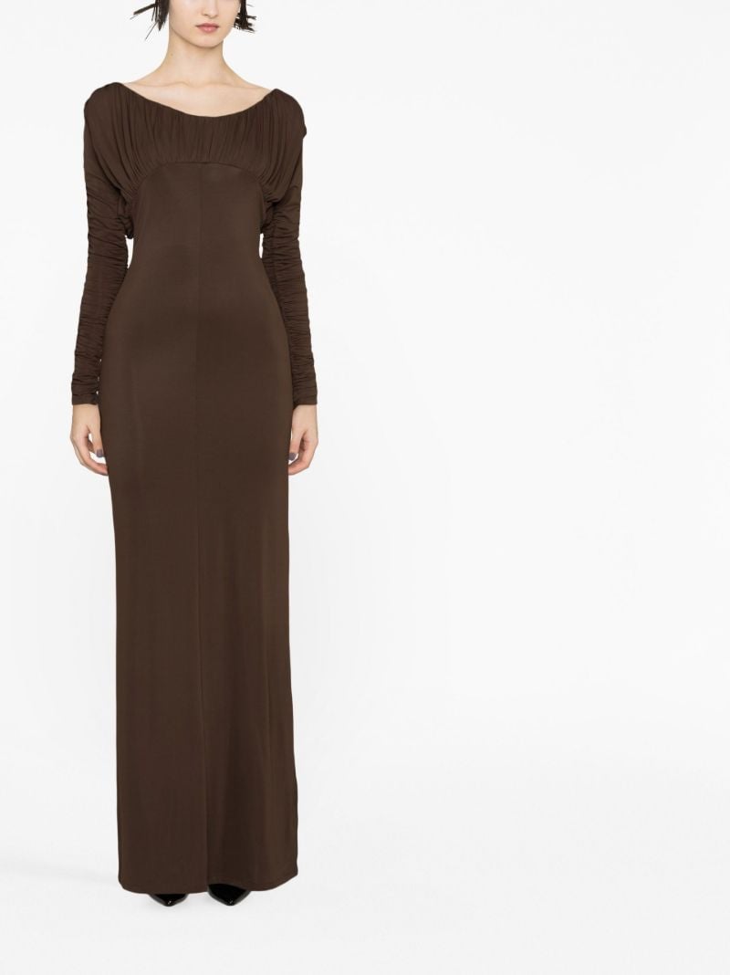 Brown Safia Ruched Maxi Dress