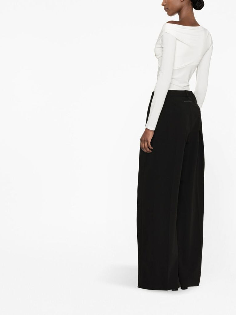 White Gathered Detail Long Sleeve Top