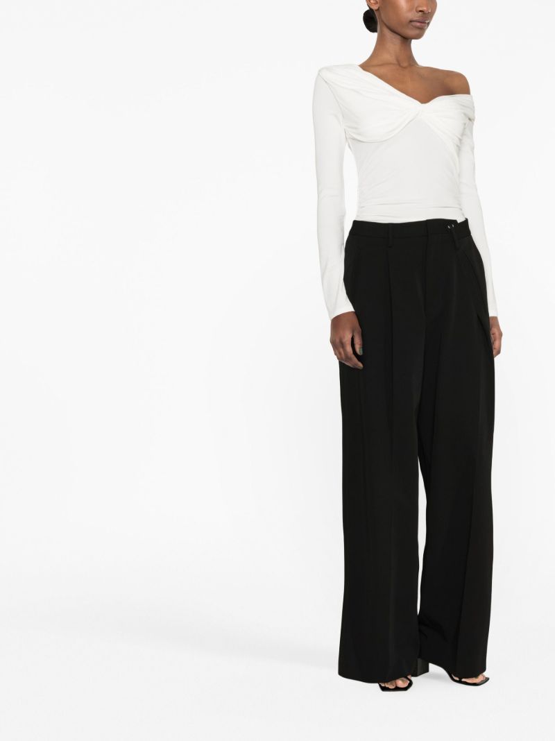 White Gathered Detail Long Sleeve Top
