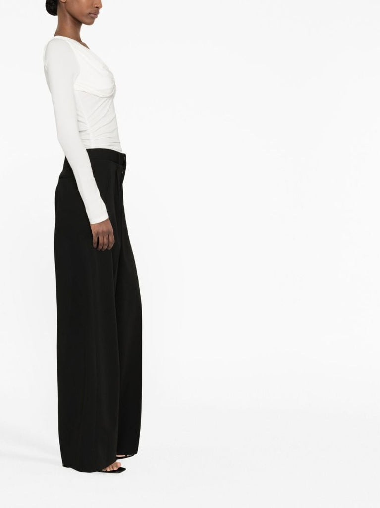 White Gathered Detail Long Sleeve Top