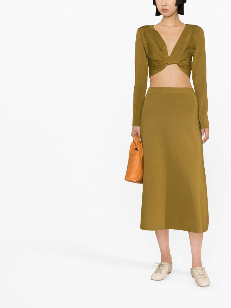 Green Lea Knitted Midi Skirt