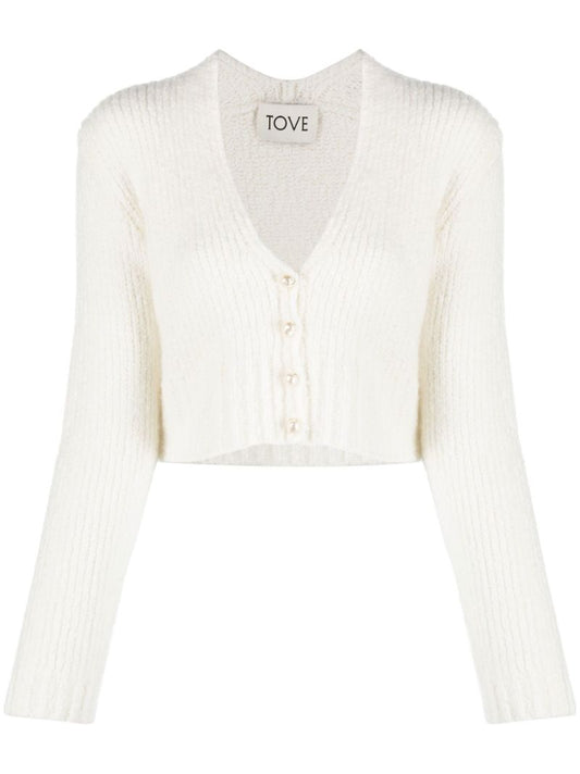White Louise Cashmere Cropped Cardigan