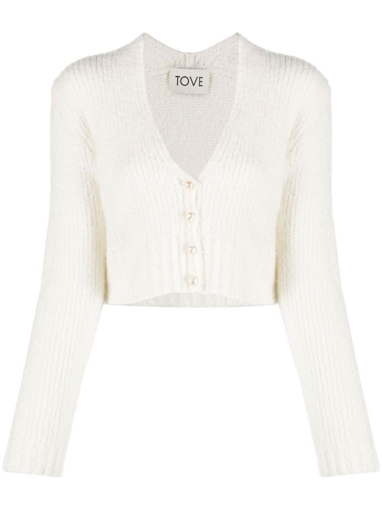 White Louise Cashmere Cropped Cardigan