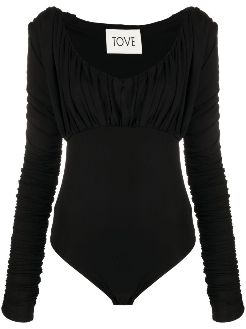 Black Tess Ruched Bodysuit