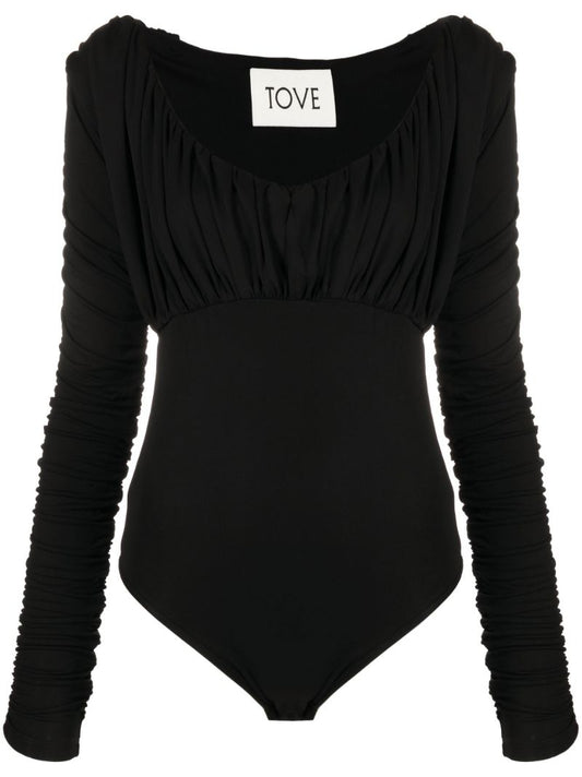 Black Tess Ruched Bodysuit