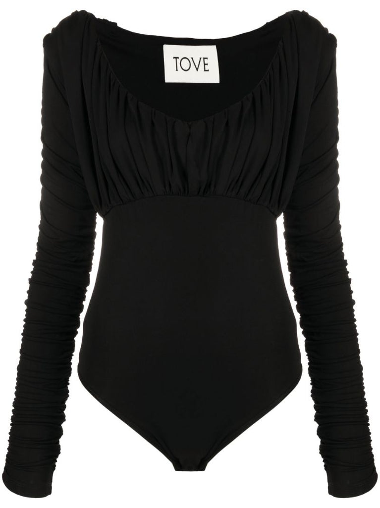 Black Tess Ruched Bodysuit
