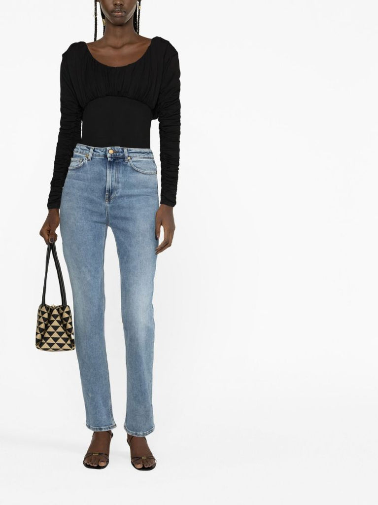 Black Tess Ruched Bodysuit