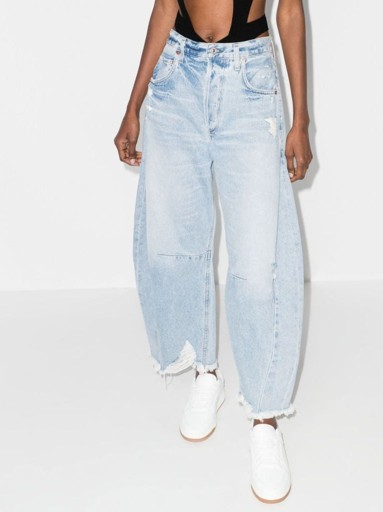 Blue Horseshoe Wide-leg Jeans