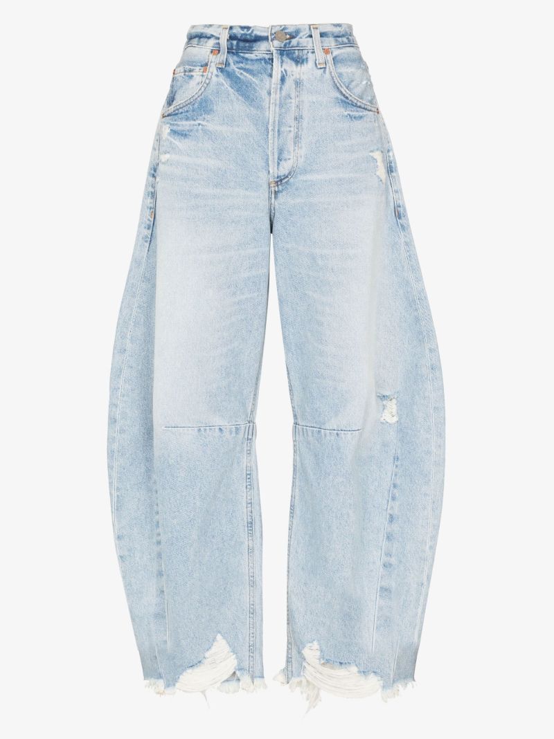 Blue Horseshoe Wide-leg Jeans