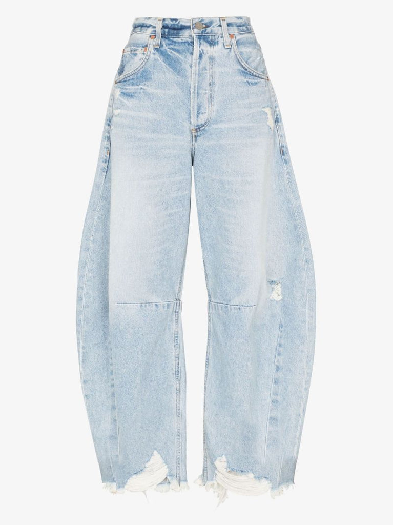 Blue Horseshoe Wide-leg Jeans