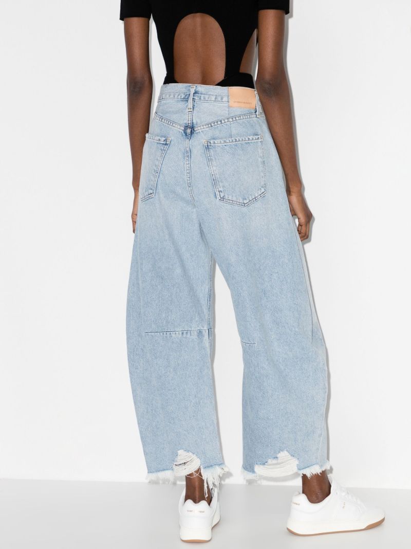 Blue Horseshoe Wide-leg Jeans