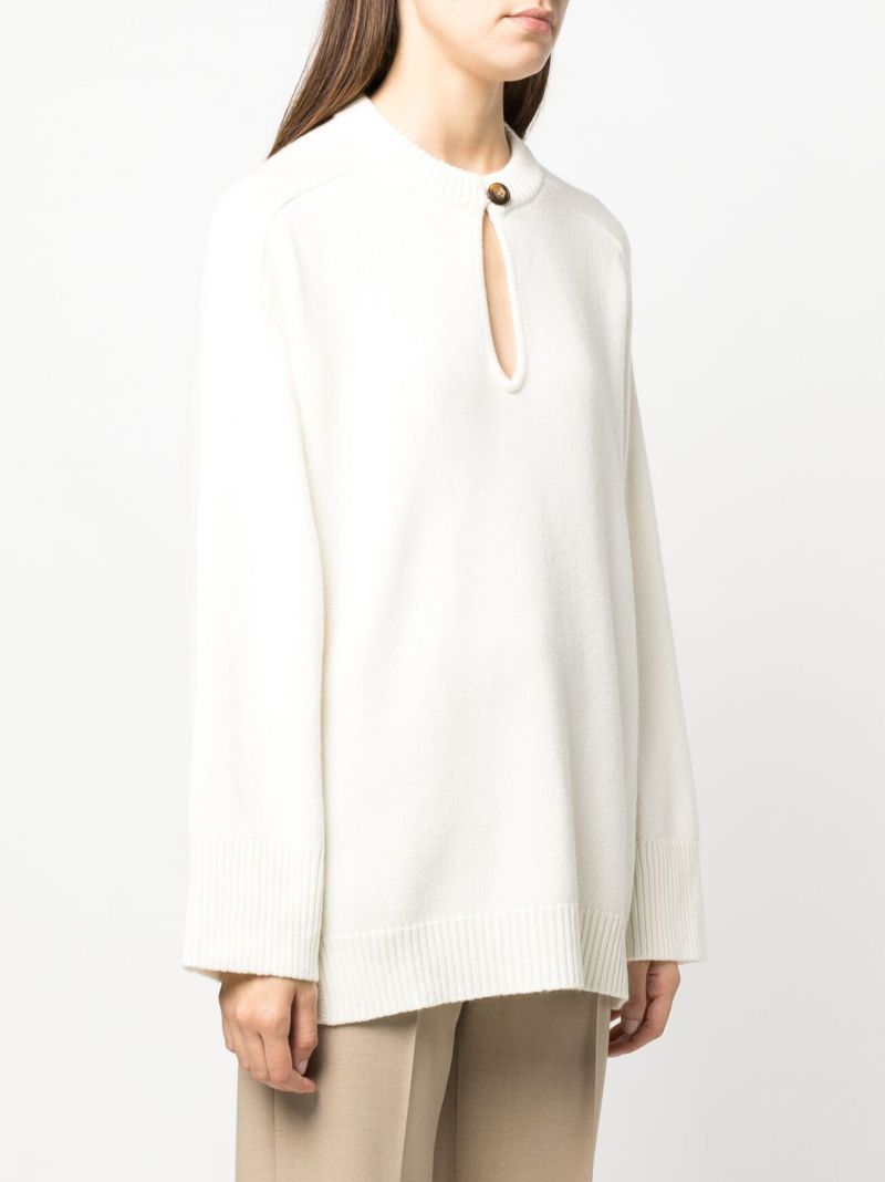 White Beas Button-front Wool Sweater