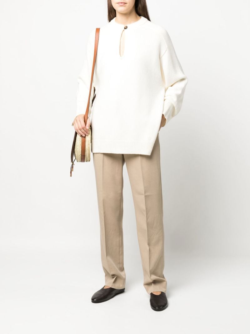 White Beas Button-front Wool Sweater