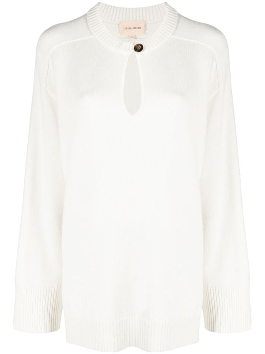 White Beas Button-front Wool Sweater