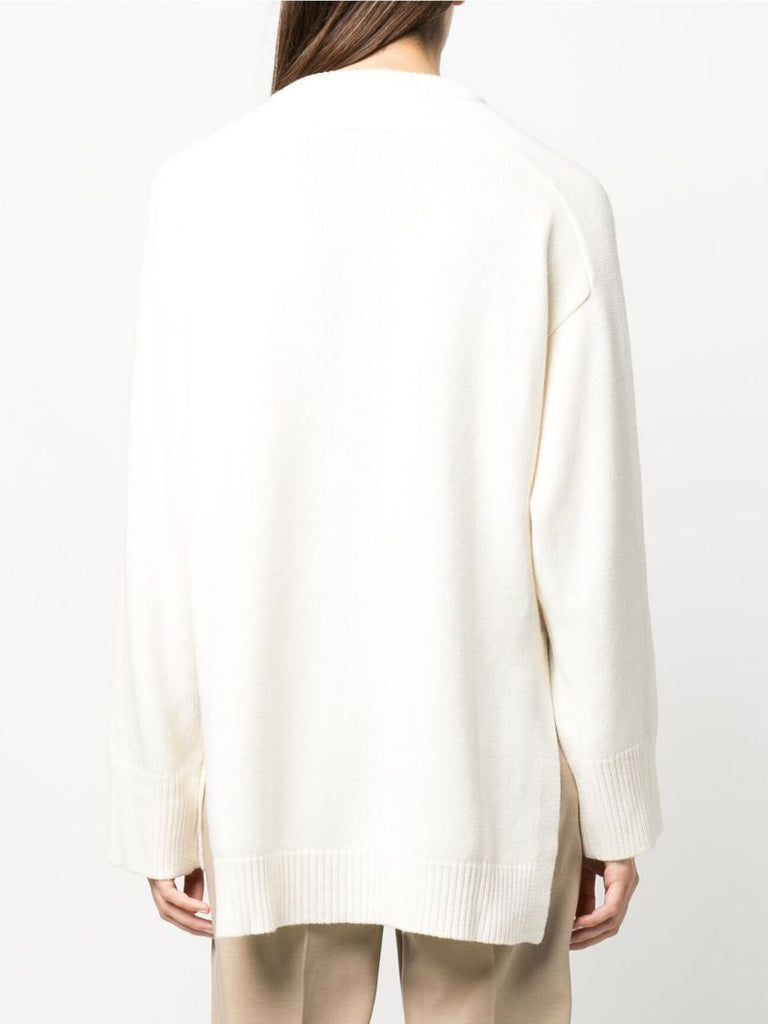 White Beas Button-front Wool Sweater