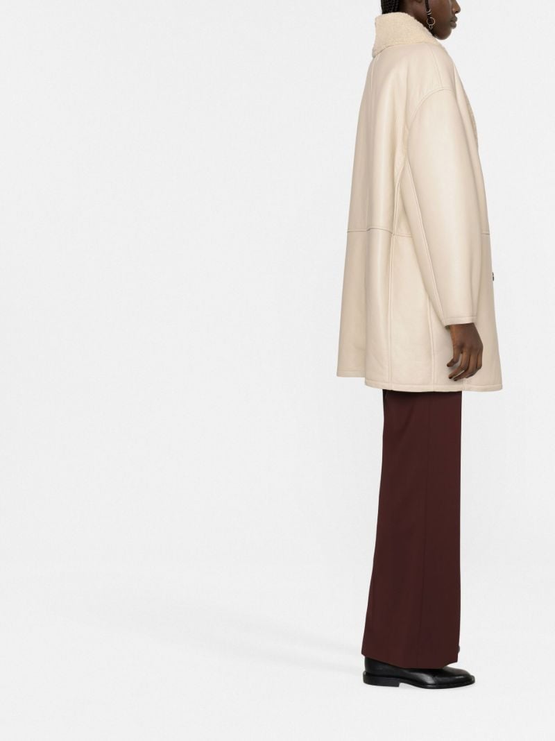 Neutral Namo Leather Double-breasted Coat