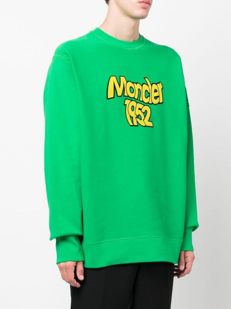 Green Logo Print Cotton Sweatshirt