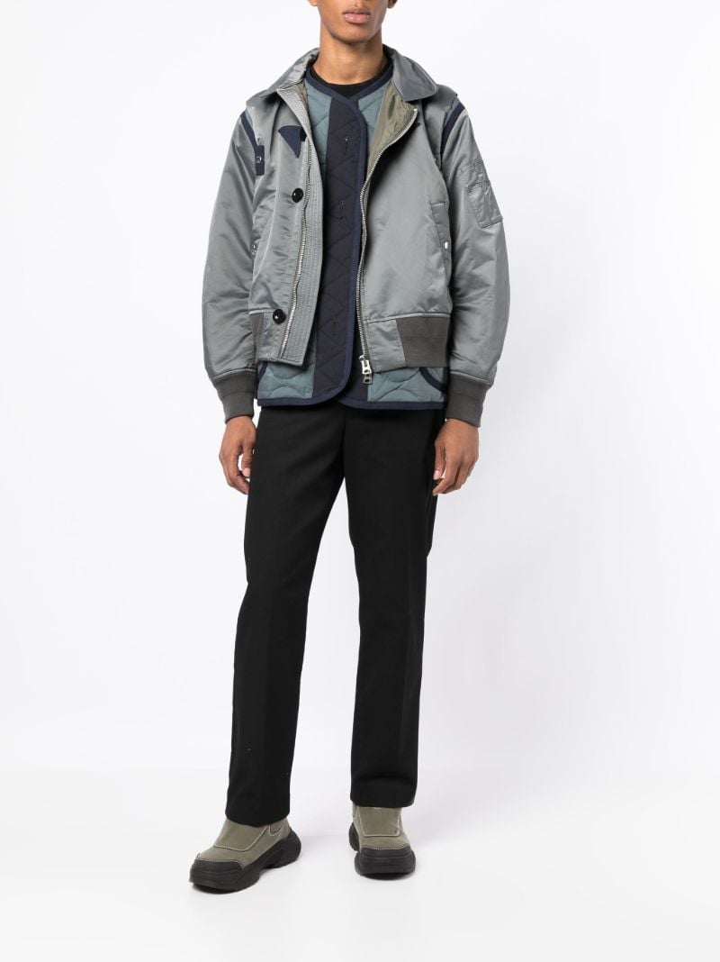 Grey Panelled Bomber Jacket