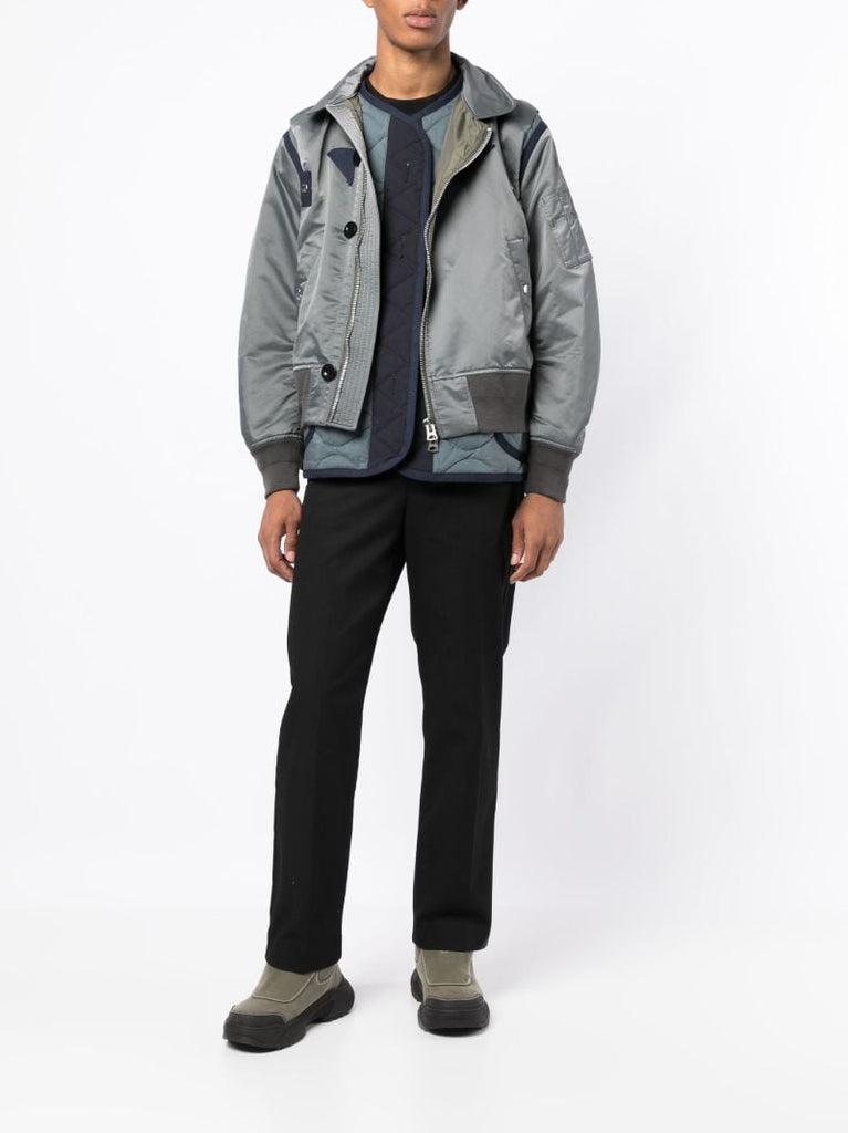 Grey Panelled Bomber Jacket