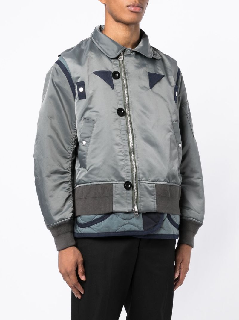 Grey Panelled Bomber Jacket