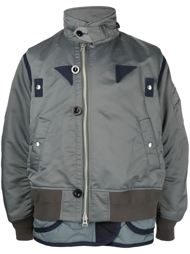 Grey Panelled Bomber Jacket
