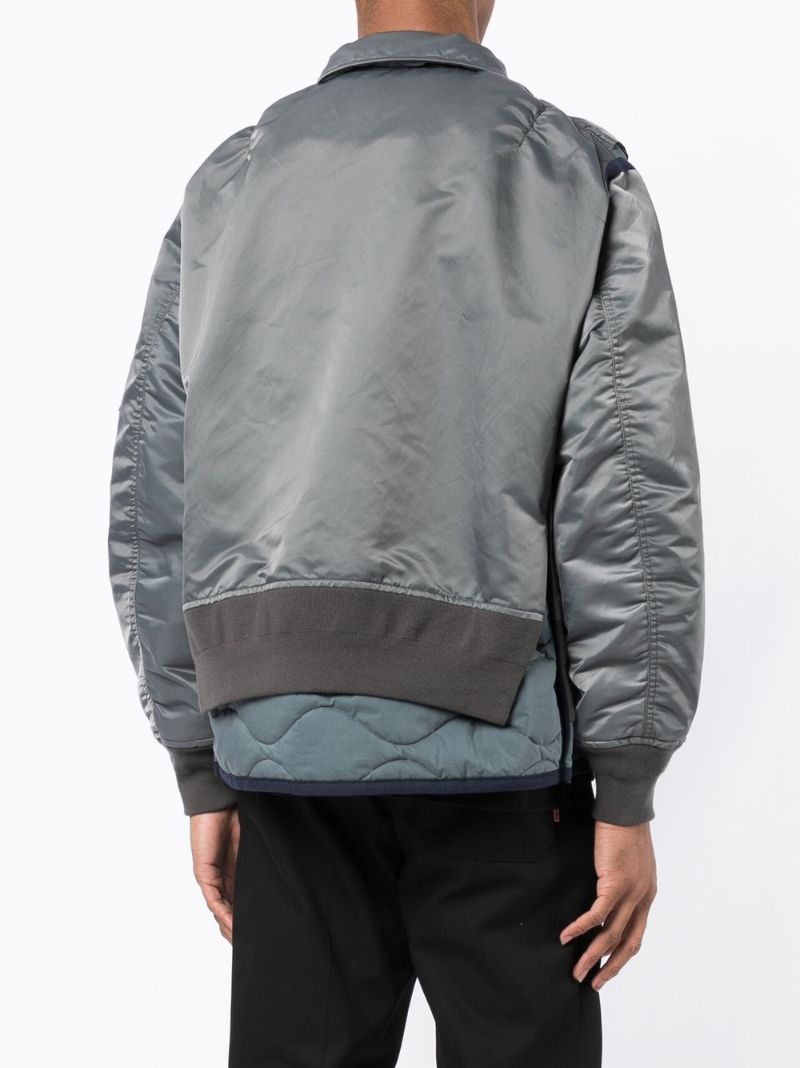 Grey Panelled Bomber Jacket