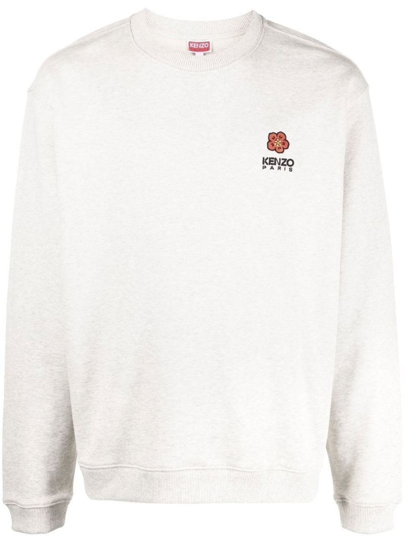 Grey Boke Embroidered Cotton Sweatshirt