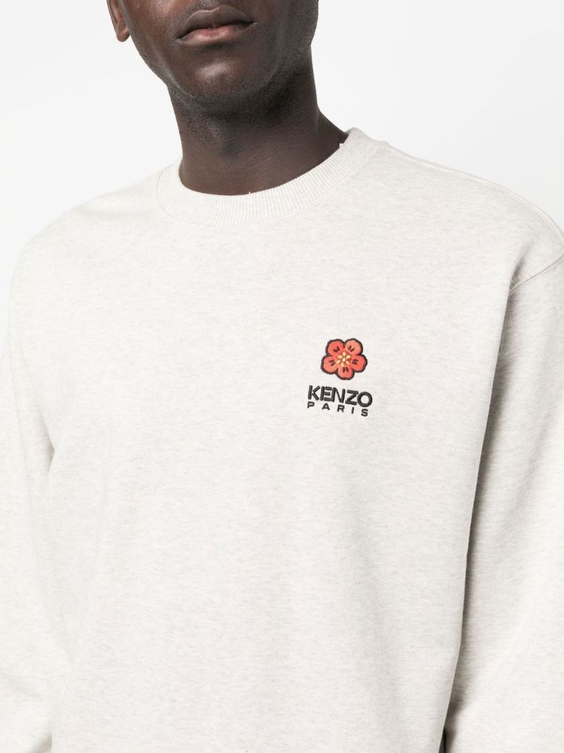 Grey Boke Embroidered Cotton Sweatshirt