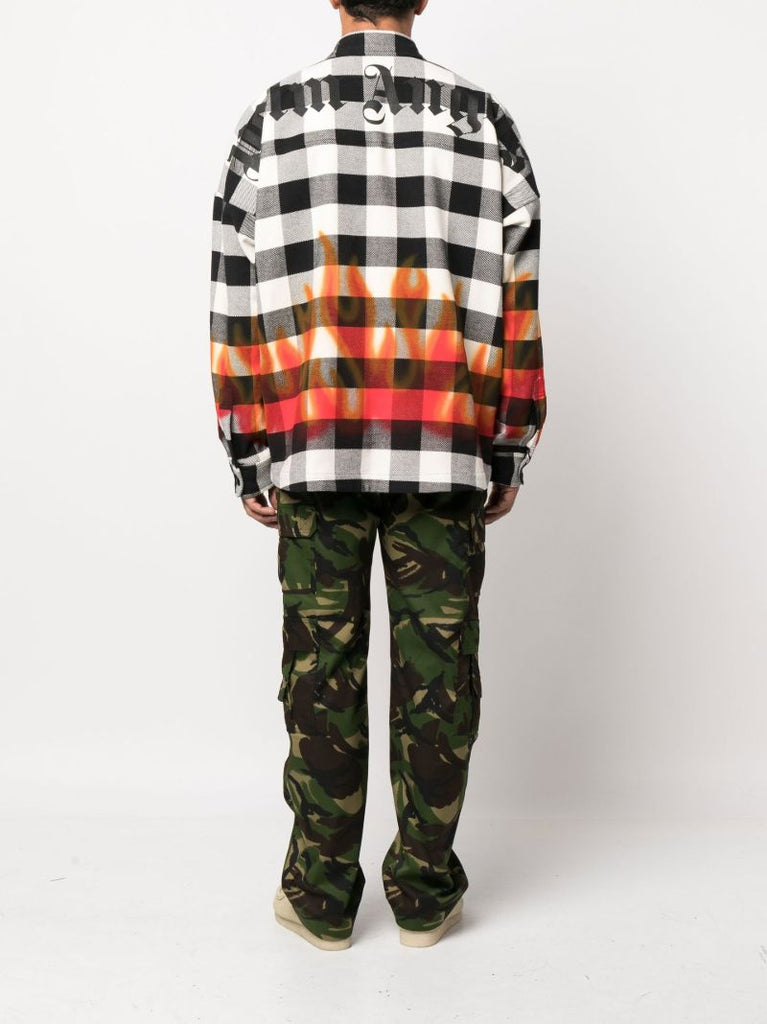 Black and White Check Print Cotton Shirt