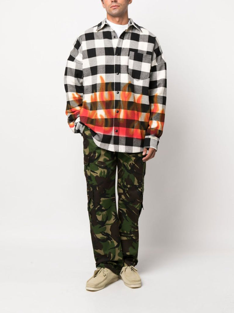 Black and White Check Print Cotton Shirt