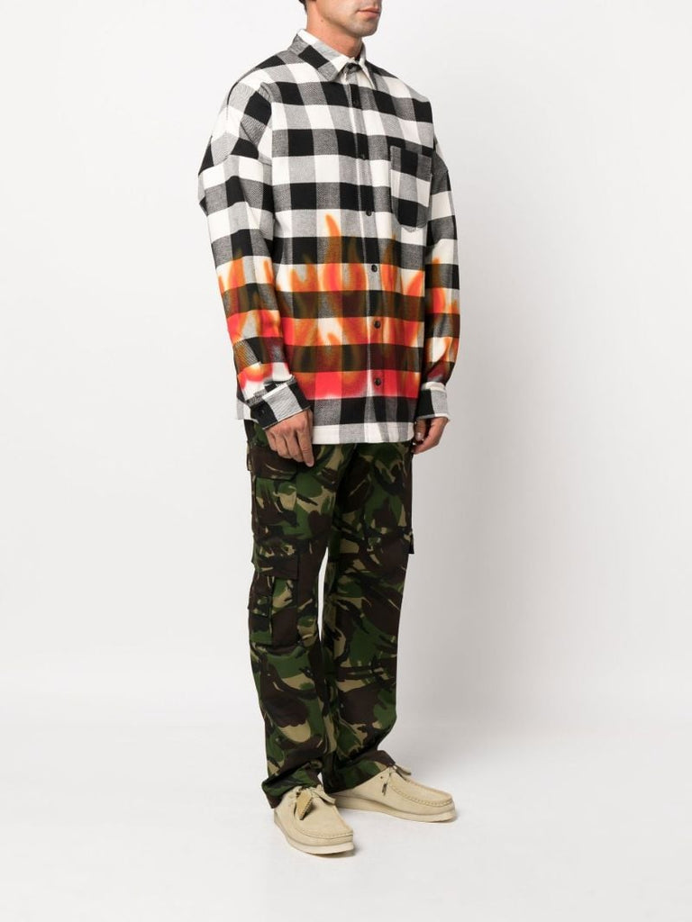Black and White Check Print Cotton Shirt