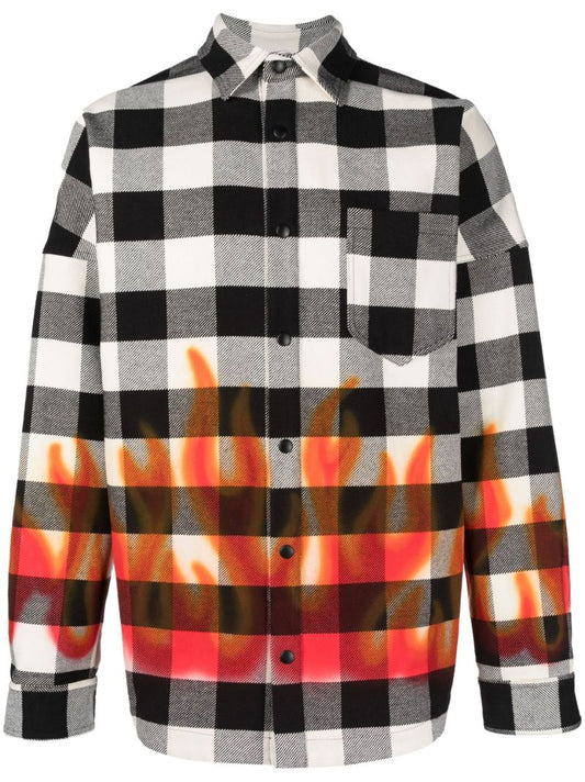 Black and White Check Print Cotton Shirt