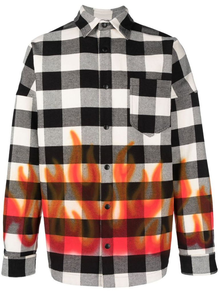 Black and White Check Print Cotton Shirt