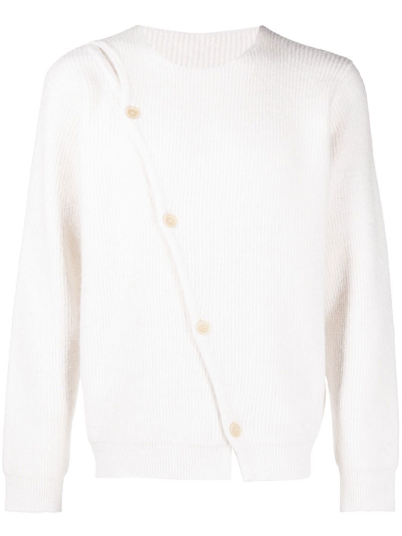 White Le Pau Asymmetric Cardigan