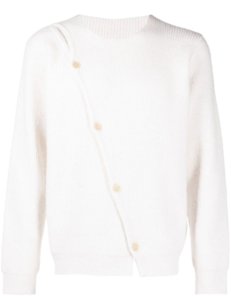 White Le Pau Asymmetric Cardigan