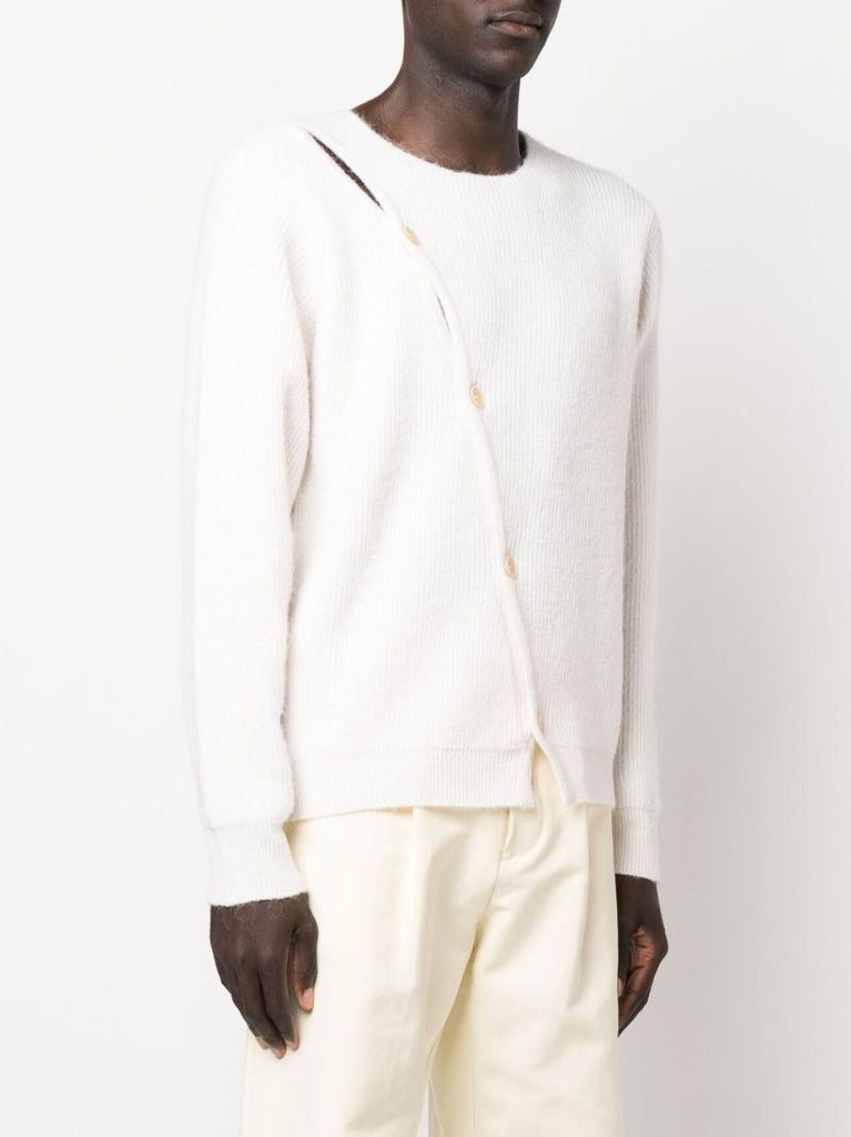 White Le Pau Asymmetric Cardigan