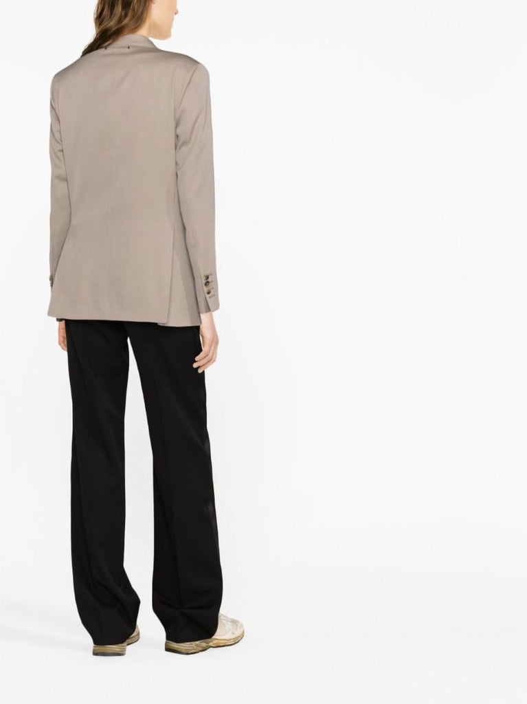 Neutral Double-breasted Wool Blazer