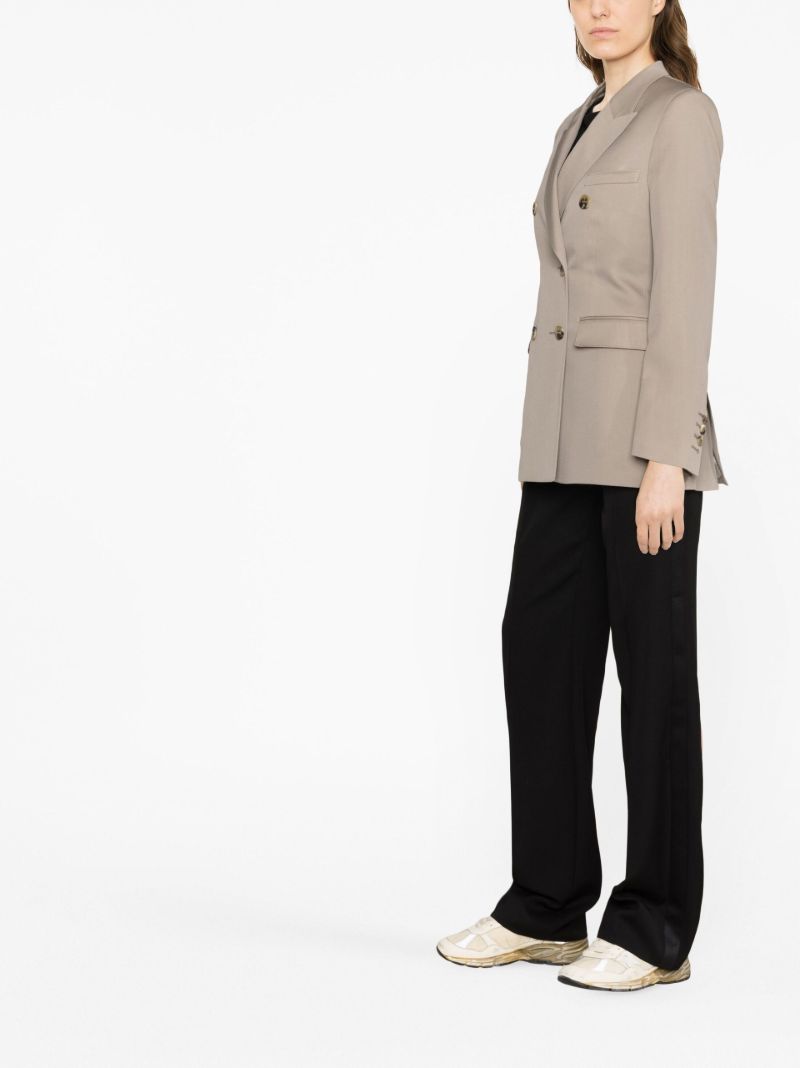 Neutral Double-breasted Wool Blazer