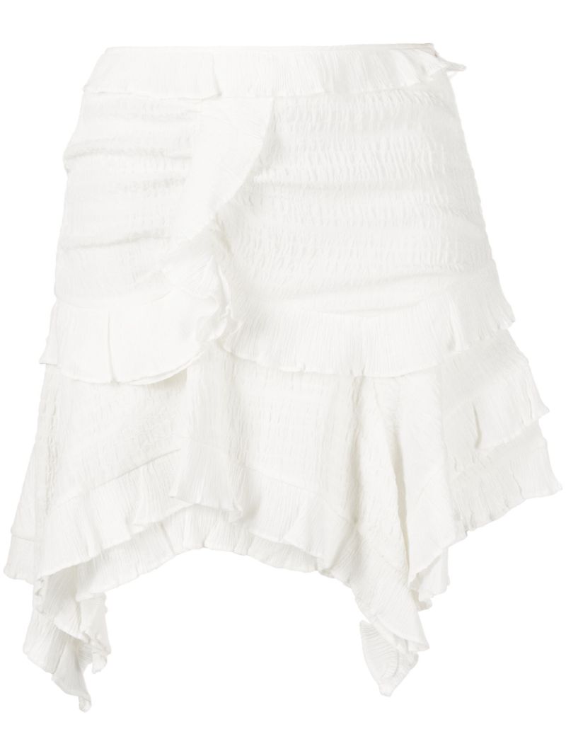 White Ruffled Asymmetric Mini Skirt