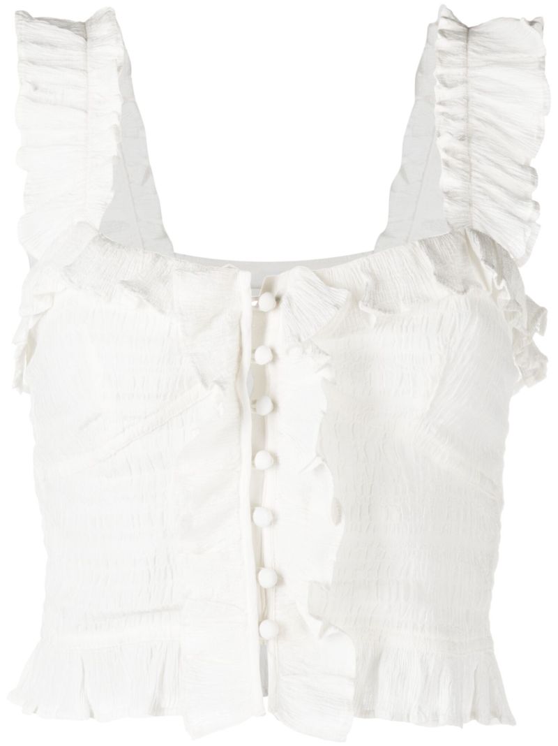 White Ruffled Sleeveless Top