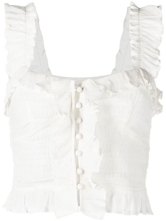 White Ruffled Sleeveless Top