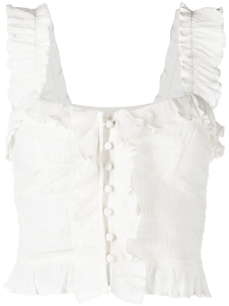White Ruffled Sleeveless Top
