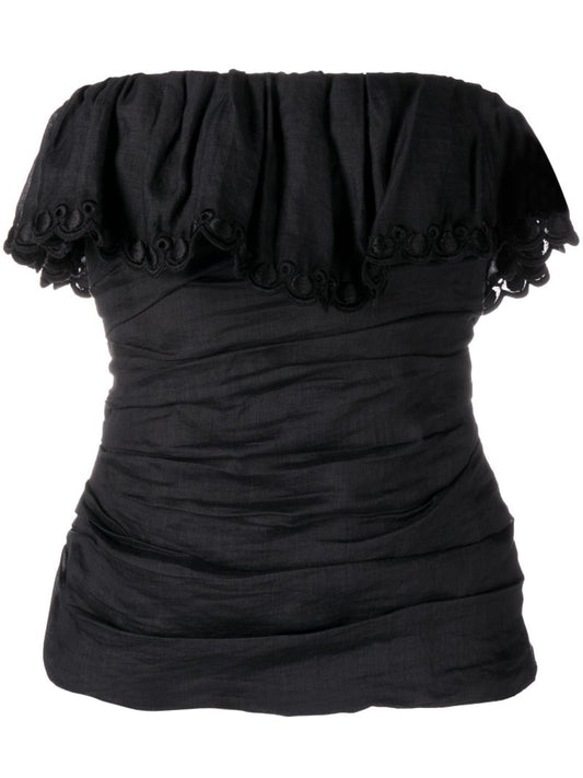 Black Gathered Top