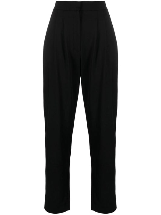 Black Tapered Wool Trousers