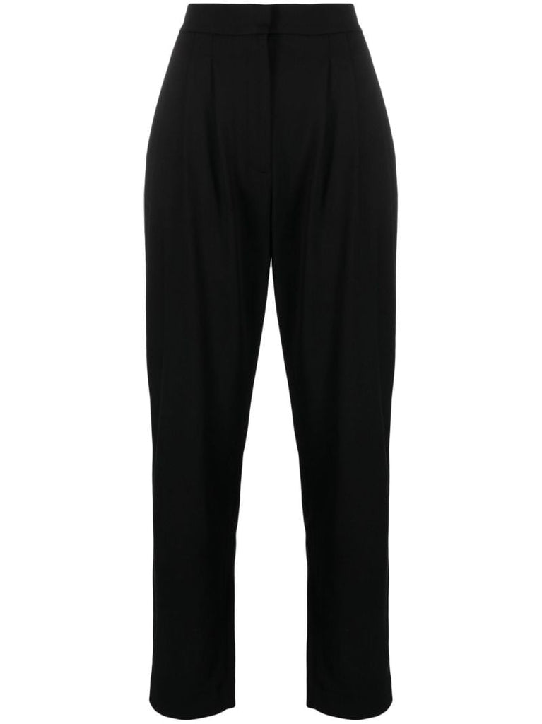 Black Tapered Wool Trousers