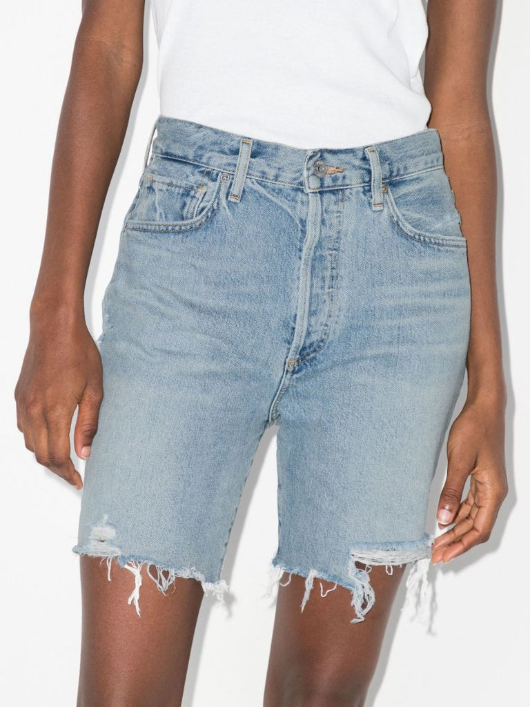 Blue Camilla Frayed Denim Shorts