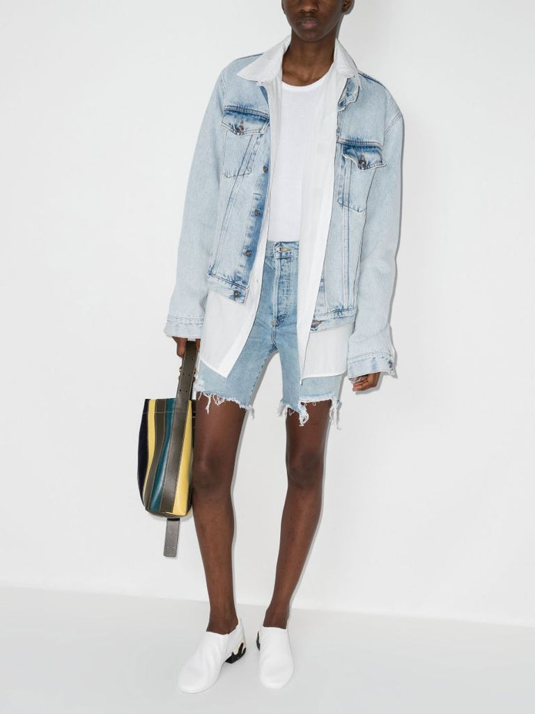Blue Camilla Frayed Denim Shorts