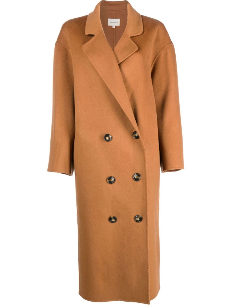 Brown Borneo Double-breasted Wool Midi Coat