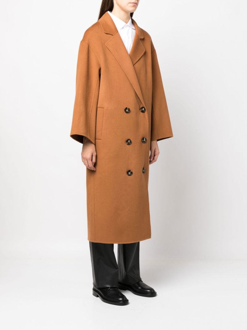 Brown Borneo Double-breasted Wool Midi Coat