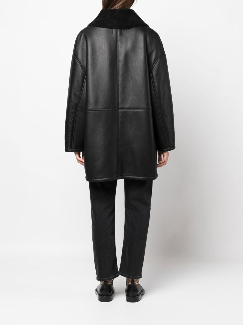 Black Namo Leather Double-breasted Coat